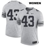 Women's NCAA Ohio State Buckeyes Ryan Batsch #43 College Stitched No Name Authentic Nike Gray Football Jersey WB20L00LE